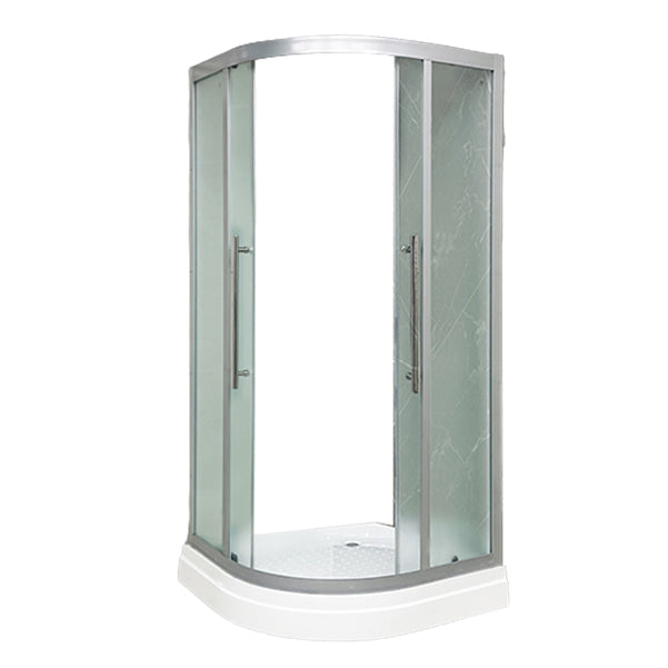 Double Sliding Rounded Shower Stall Frosted Tempered Glass Shower Kit 31.5"L x 31.5"W x 80.7"H Design 3 Clearhalo 'Bathroom Remodel & Bathroom Fixtures' 'Home Improvement' 'home_improvement' 'home_improvement_shower_stalls_enclosures' 'Shower Stalls & Enclosures' 'shower_stalls_enclosures' 'Showers & Bathtubs' 7128663