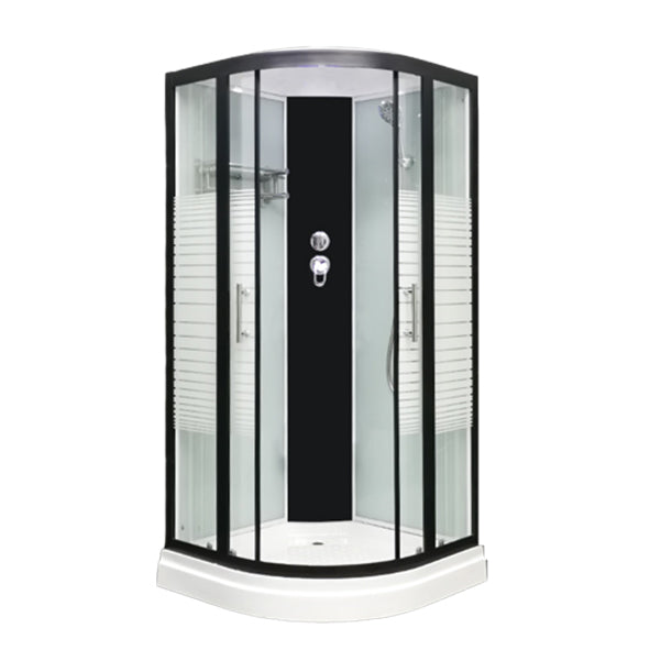 Round Easy Clean Glass Shower Stall Framed Double Sliding Shower Stall Striped Clearhalo 'Bathroom Remodel & Bathroom Fixtures' 'Home Improvement' 'home_improvement' 'home_improvement_shower_stalls_enclosures' 'Shower Stalls & Enclosures' 'shower_stalls_enclosures' 'Showers & Bathtubs' 7128696