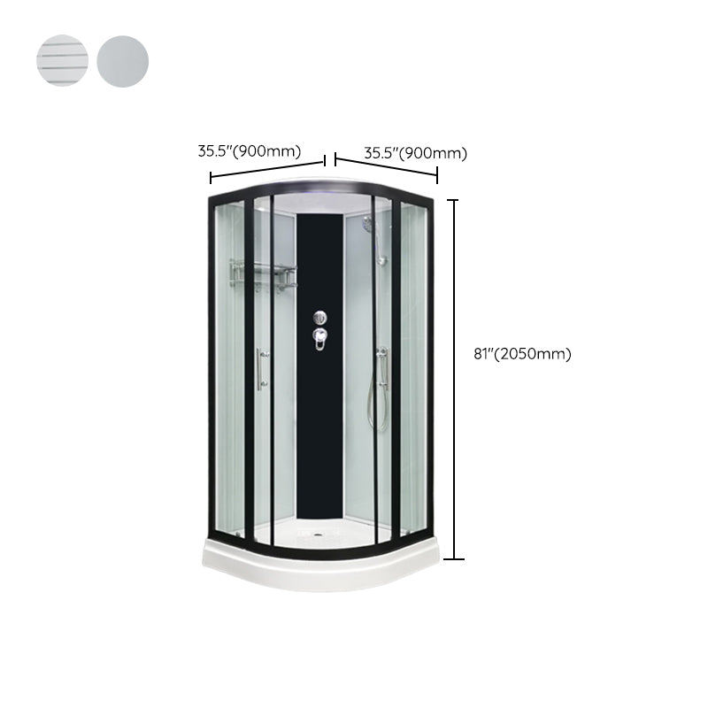 Round Easy Clean Glass Shower Stall Framed Double Sliding Shower Stall Clearhalo 'Bathroom Remodel & Bathroom Fixtures' 'Home Improvement' 'home_improvement' 'home_improvement_shower_stalls_enclosures' 'Shower Stalls & Enclosures' 'shower_stalls_enclosures' 'Showers & Bathtubs' 7128697