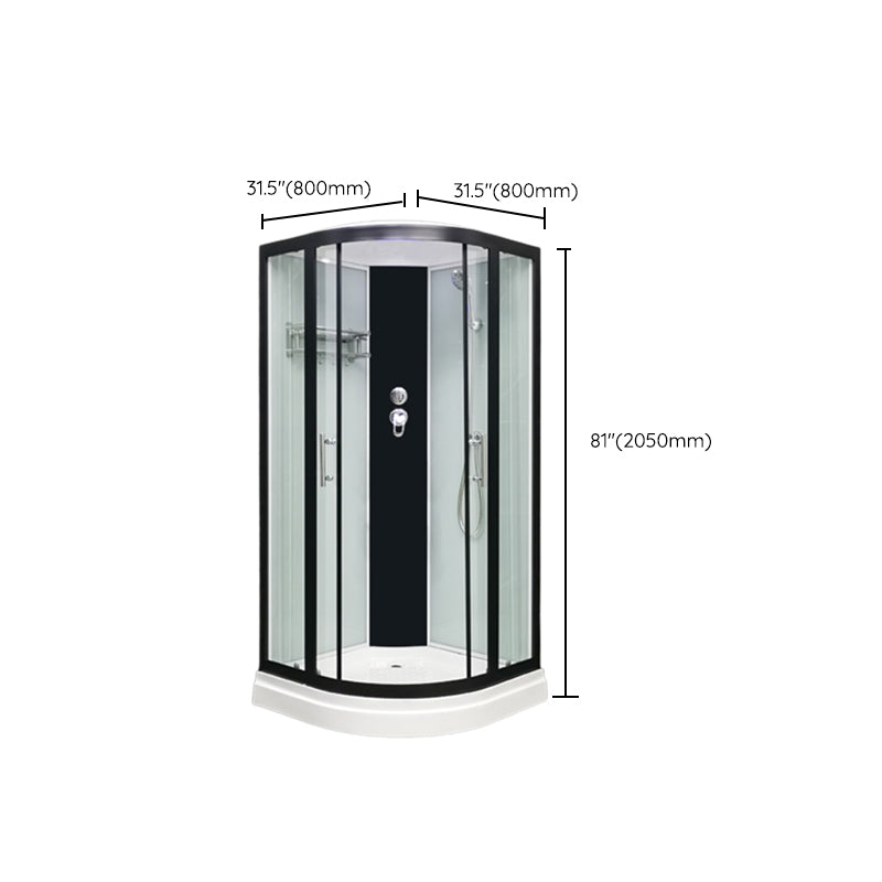 Round Easy Clean Glass Shower Stall Framed Double Sliding Shower Stall Clearhalo 'Bathroom Remodel & Bathroom Fixtures' 'Home Improvement' 'home_improvement' 'home_improvement_shower_stalls_enclosures' 'Shower Stalls & Enclosures' 'shower_stalls_enclosures' 'Showers & Bathtubs' 7128699