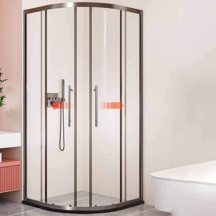 Double Sliding Easy Clean Glass Shower Stall Clear Framed Shower Enclosure Gray Clearhalo 'Bathroom Remodel & Bathroom Fixtures' 'Home Improvement' 'home_improvement' 'home_improvement_shower_stalls_enclosures' 'Shower Stalls & Enclosures' 'shower_stalls_enclosures' 'Showers & Bathtubs' 7128715