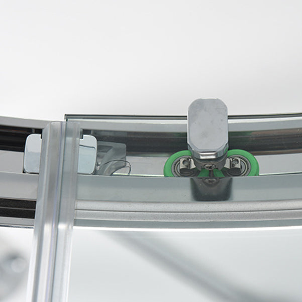 Round 8mm Tempered Shower Enclosure with Fixed Panel and Double Handles Clearhalo 'Bathroom Remodel & Bathroom Fixtures' 'Home Improvement' 'home_improvement' 'home_improvement_shower_stalls_enclosures' 'Shower Stalls & Enclosures' 'shower_stalls_enclosures' 'Showers & Bathtubs' 7128728