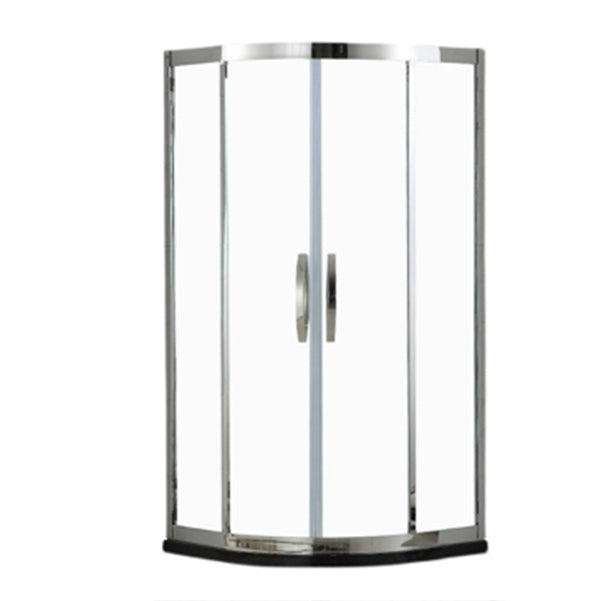 Round 8mm Tempered Shower Enclosure with Fixed Panel and Double Handles Stainless Steel Clearhalo 'Bathroom Remodel & Bathroom Fixtures' 'Home Improvement' 'home_improvement' 'home_improvement_shower_stalls_enclosures' 'Shower Stalls & Enclosures' 'shower_stalls_enclosures' 'Showers & Bathtubs' 7128729