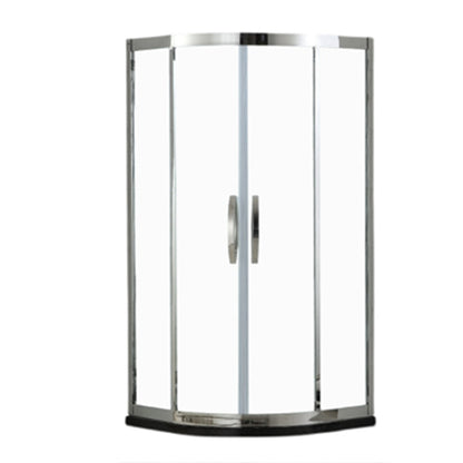 Round 8mm Tempered Shower Enclosure with Fixed Panel and Double Handles Stainless Steel Clearhalo 'Bathroom Remodel & Bathroom Fixtures' 'Home Improvement' 'home_improvement' 'home_improvement_shower_stalls_enclosures' 'Shower Stalls & Enclosures' 'shower_stalls_enclosures' 'Showers & Bathtubs' 7128729