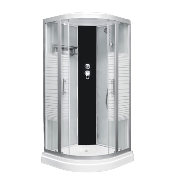 Round Easy Clean Glass Shower Stall Silver Door Handles Shower Stall Striped Clearhalo 'Bathroom Remodel & Bathroom Fixtures' 'Home Improvement' 'home_improvement' 'home_improvement_shower_stalls_enclosures' 'Shower Stalls & Enclosures' 'shower_stalls_enclosures' 'Showers & Bathtubs' 7128740