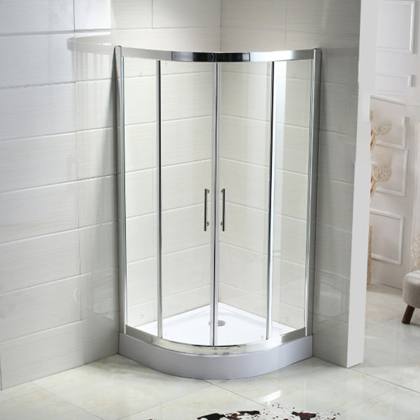 Stainless Steel Frame Finish Shower Kit with Fixed Panel and Door Handle Clearhalo 'Bathroom Remodel & Bathroom Fixtures' 'Home Improvement' 'home_improvement' 'home_improvement_shower_stalls_enclosures' 'Shower Stalls & Enclosures' 'shower_stalls_enclosures' 'Showers & Bathtubs' 7128778