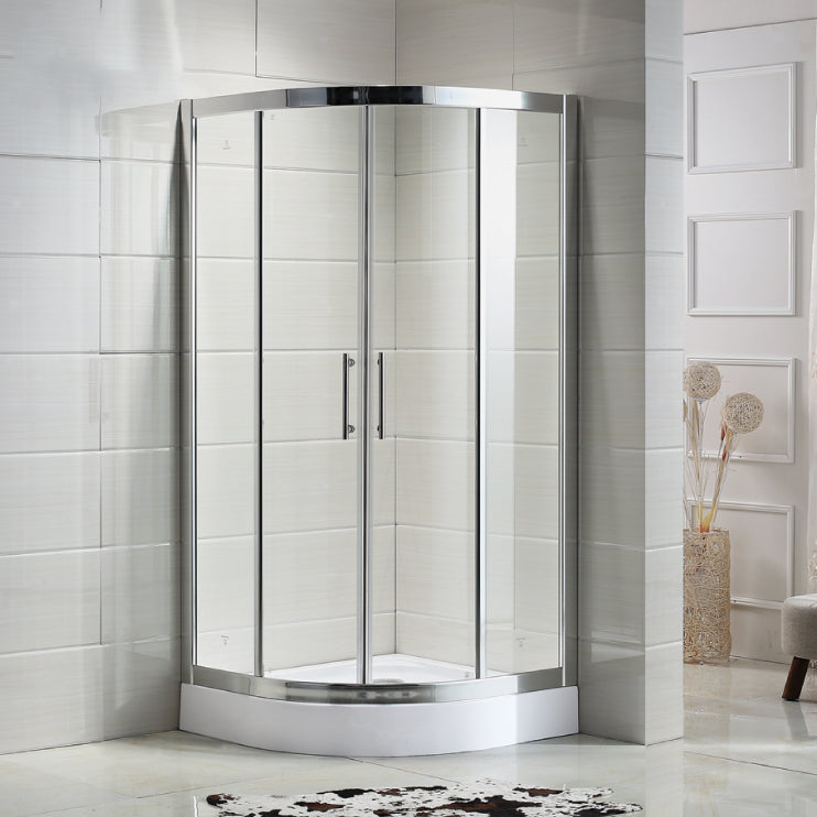 Stainless Steel Frame Finish Shower Kit with Fixed Panel and Door Handle Clearhalo 'Bathroom Remodel & Bathroom Fixtures' 'Home Improvement' 'home_improvement' 'home_improvement_shower_stalls_enclosures' 'Shower Stalls & Enclosures' 'shower_stalls_enclosures' 'Showers & Bathtubs' 7128780