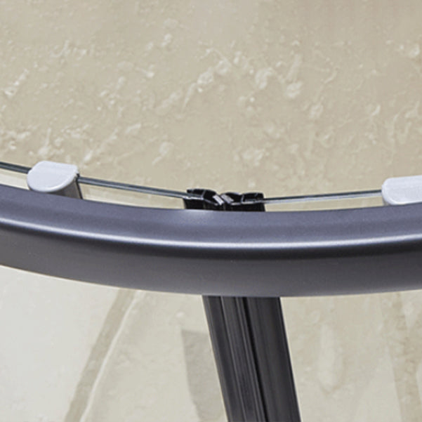 Black Framed Shower Kit Double Sliding Rounded Shower Kit with 2 Door Handle Clearhalo 'Bathroom Remodel & Bathroom Fixtures' 'Home Improvement' 'home_improvement' 'home_improvement_shower_stalls_enclosures' 'Shower Stalls & Enclosures' 'shower_stalls_enclosures' 'Showers & Bathtubs' 7128839