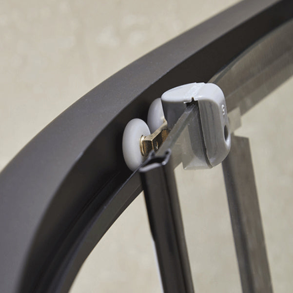 Black Framed Shower Kit Double Sliding Rounded Shower Kit with 2 Door Handle Clearhalo 'Bathroom Remodel & Bathroom Fixtures' 'Home Improvement' 'home_improvement' 'home_improvement_shower_stalls_enclosures' 'Shower Stalls & Enclosures' 'shower_stalls_enclosures' 'Showers & Bathtubs' 7128840