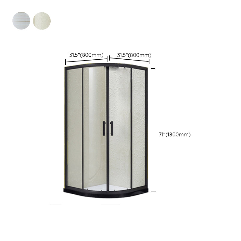 Black Framed Shower Kit Double Sliding Rounded Shower Kit with 2 Door Handle Clearhalo 'Bathroom Remodel & Bathroom Fixtures' 'Home Improvement' 'home_improvement' 'home_improvement_shower_stalls_enclosures' 'Shower Stalls & Enclosures' 'shower_stalls_enclosures' 'Showers & Bathtubs' 7128845