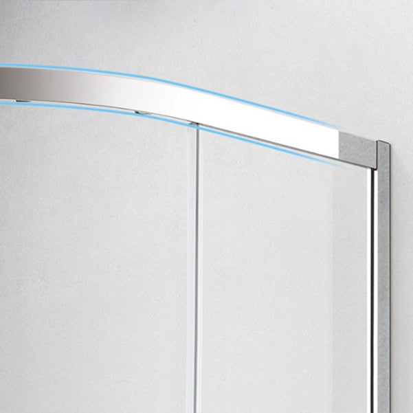 Round Tempered Shower Enclosure Double Sliding Corner Shower Kit with Header Clearhalo 'Bathroom Remodel & Bathroom Fixtures' 'Home Improvement' 'home_improvement' 'home_improvement_shower_stalls_enclosures' 'Shower Stalls & Enclosures' 'shower_stalls_enclosures' 'Showers & Bathtubs' 7128849