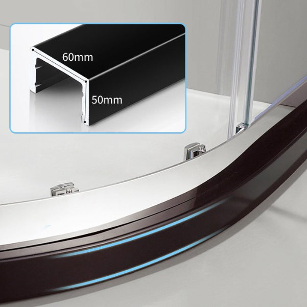 Round Tempered Shower Enclosure Double Sliding Corner Shower Kit with Header Clearhalo 'Bathroom Remodel & Bathroom Fixtures' 'Home Improvement' 'home_improvement' 'home_improvement_shower_stalls_enclosures' 'Shower Stalls & Enclosures' 'shower_stalls_enclosures' 'Showers & Bathtubs' 7128854