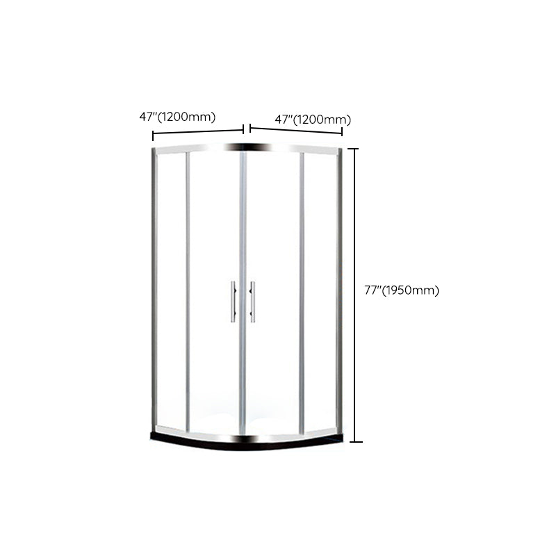 Round Tempered Shower Enclosure Double Sliding Corner Shower Kit with Header Clearhalo 'Bathroom Remodel & Bathroom Fixtures' 'Home Improvement' 'home_improvement' 'home_improvement_shower_stalls_enclosures' 'Shower Stalls & Enclosures' 'shower_stalls_enclosures' 'Showers & Bathtubs' 7128860