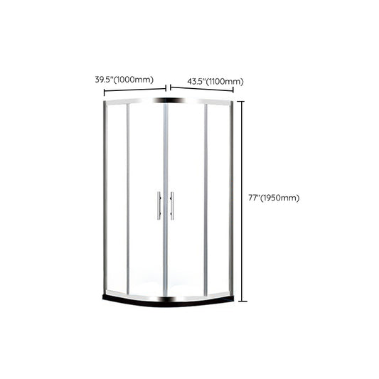 Round Tempered Shower Enclosure Double Sliding Corner Shower Kit with Header Clearhalo 'Bathroom Remodel & Bathroom Fixtures' 'Home Improvement' 'home_improvement' 'home_improvement_shower_stalls_enclosures' 'Shower Stalls & Enclosures' 'shower_stalls_enclosures' 'Showers & Bathtubs' 7128866