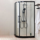 Round Framed Double Sliding Shower Enclosure with Fixed Panel Clearhalo 'Bathroom Remodel & Bathroom Fixtures' 'Home Improvement' 'home_improvement' 'home_improvement_shower_stalls_enclosures' 'Shower Stalls & Enclosures' 'shower_stalls_enclosures' 'Showers & Bathtubs' 7128873