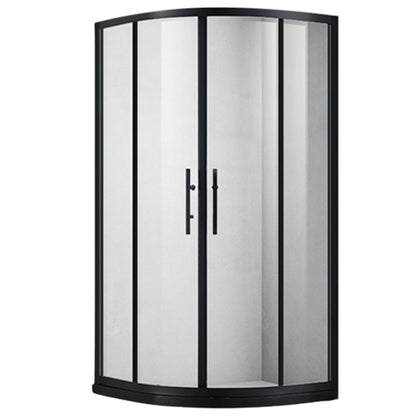 Round Framed Double Sliding Shower Enclosure with Fixed Panel 47.2"L x 47.2"W x 74.8"H Clearhalo 'Bathroom Remodel & Bathroom Fixtures' 'Home Improvement' 'home_improvement' 'home_improvement_shower_stalls_enclosures' 'Shower Stalls & Enclosures' 'shower_stalls_enclosures' 'Showers & Bathtubs' 7128877