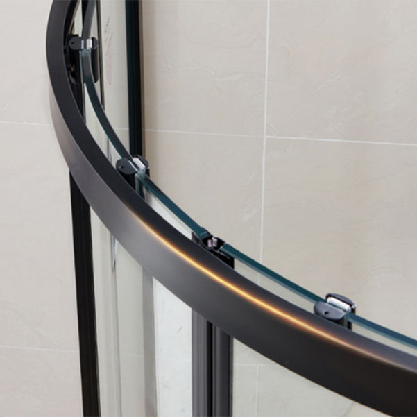 Round Framed Double Sliding Shower Enclosure with Fixed Panel Clearhalo 'Bathroom Remodel & Bathroom Fixtures' 'Home Improvement' 'home_improvement' 'home_improvement_shower_stalls_enclosures' 'Shower Stalls & Enclosures' 'shower_stalls_enclosures' 'Showers & Bathtubs' 7128880