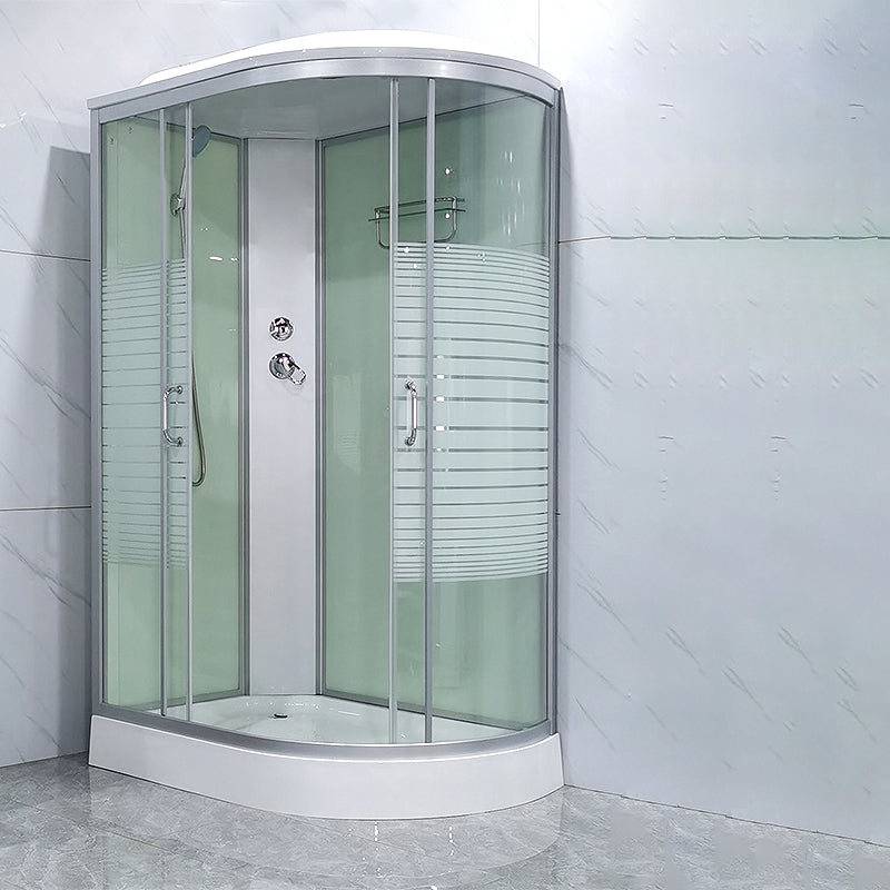 Round Shower Stall Double Sliding Shower Stall with Base Kit Clearhalo 'Bathroom Remodel & Bathroom Fixtures' 'Home Improvement' 'home_improvement' 'home_improvement_shower_stalls_enclosures' 'Shower Stalls & Enclosures' 'shower_stalls_enclosures' 'Showers & Bathtubs' 7128945