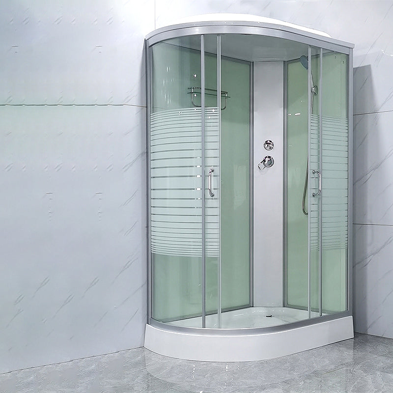 Round Shower Stall Double Sliding Shower Stall with Base Kit Clearhalo 'Bathroom Remodel & Bathroom Fixtures' 'Home Improvement' 'home_improvement' 'home_improvement_shower_stalls_enclosures' 'Shower Stalls & Enclosures' 'shower_stalls_enclosures' 'Showers & Bathtubs' 7128946