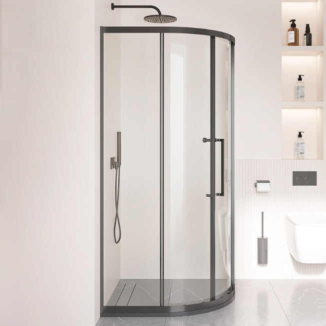 Framed Double Sliding Shower Stall Tempered Glass Shower Stall Clearhalo 'Bathroom Remodel & Bathroom Fixtures' 'Home Improvement' 'home_improvement' 'home_improvement_shower_stalls_enclosures' 'Shower Stalls & Enclosures' 'shower_stalls_enclosures' 'Showers & Bathtubs' 7128958