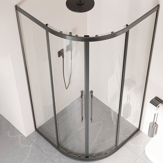 Framed Double Sliding Shower Stall Tempered Glass Shower Stall Clearhalo 'Bathroom Remodel & Bathroom Fixtures' 'Home Improvement' 'home_improvement' 'home_improvement_shower_stalls_enclosures' 'Shower Stalls & Enclosures' 'shower_stalls_enclosures' 'Showers & Bathtubs' 7128959