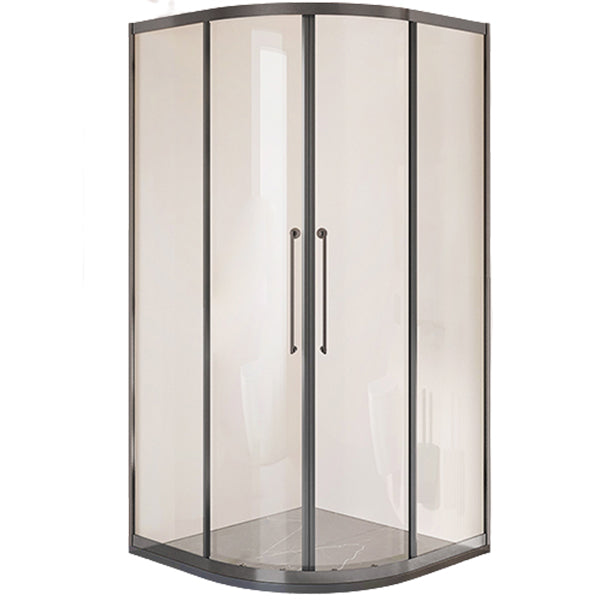 Framed Double Sliding Shower Stall Tempered Glass Shower Stall Gray Clearhalo 'Bathroom Remodel & Bathroom Fixtures' 'Home Improvement' 'home_improvement' 'home_improvement_shower_stalls_enclosures' 'Shower Stalls & Enclosures' 'shower_stalls_enclosures' 'Showers & Bathtubs' 7128961