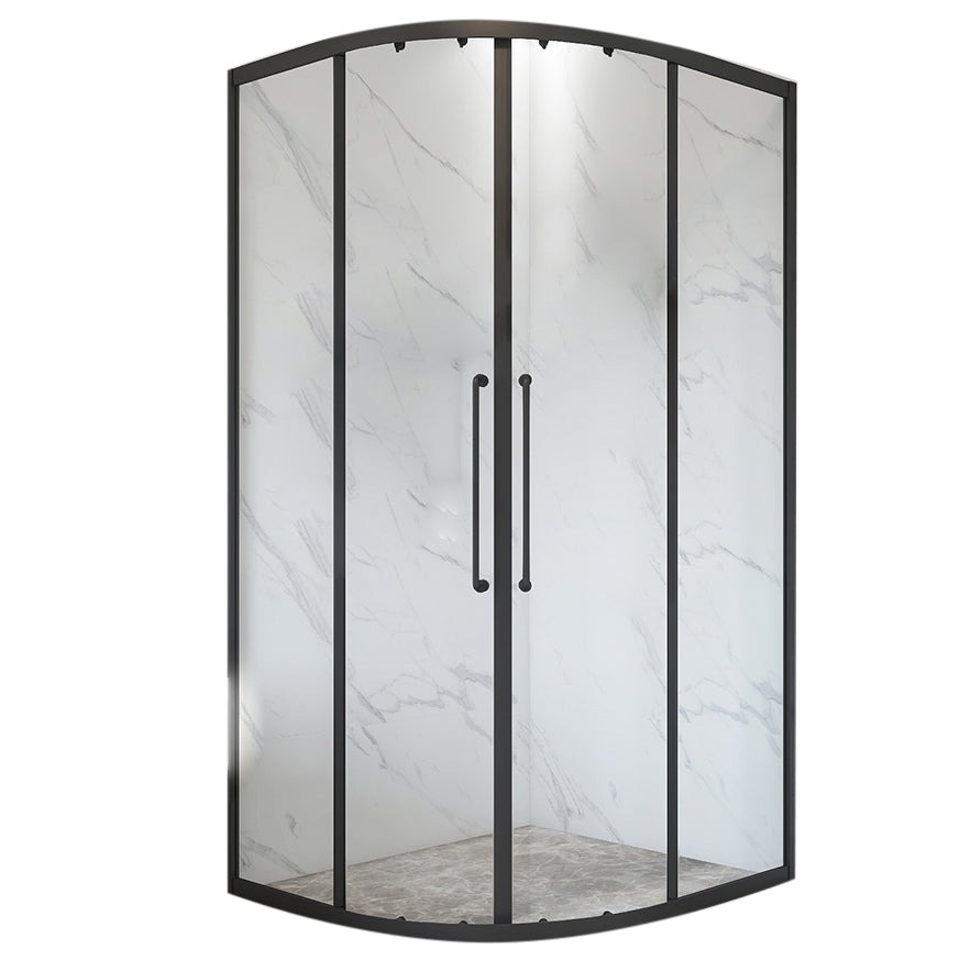Matt Black Rounded Shower Stall Framed Clear Shower Enclosure Clearhalo 'Bathroom Remodel & Bathroom Fixtures' 'Home Improvement' 'home_improvement' 'home_improvement_shower_stalls_enclosures' 'Shower Stalls & Enclosures' 'shower_stalls_enclosures' 'Showers & Bathtubs' 7128977