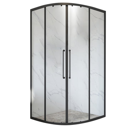 Matt Black Rounded Shower Stall Framed Clear Shower Enclosure Clearhalo 'Bathroom Remodel & Bathroom Fixtures' 'Home Improvement' 'home_improvement' 'home_improvement_shower_stalls_enclosures' 'Shower Stalls & Enclosures' 'shower_stalls_enclosures' 'Showers & Bathtubs' 7128977