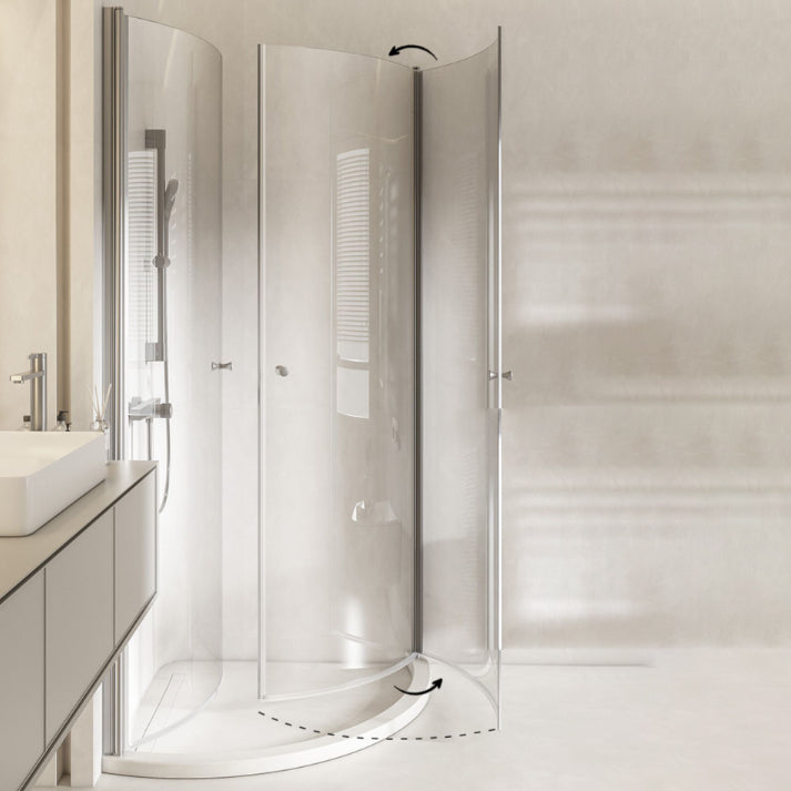 Hinged Door Shower Enclosure Tempered Glass Semi-Frameless Shower Enclosure Clearhalo 'Bathroom Remodel & Bathroom Fixtures' 'Home Improvement' 'home_improvement' 'home_improvement_shower_stalls_enclosures' 'Shower Stalls & Enclosures' 'shower_stalls_enclosures' 'Showers & Bathtubs' 7129003
