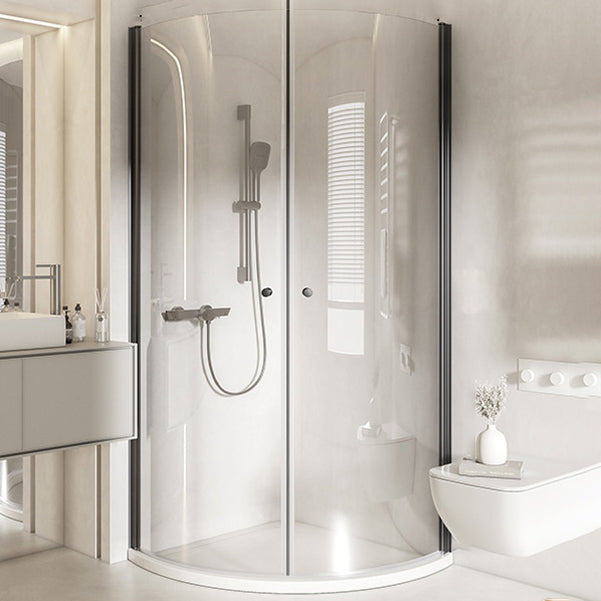 Hinged Door Shower Enclosure Tempered Glass Semi-Frameless Shower Enclosure Clearhalo 'Bathroom Remodel & Bathroom Fixtures' 'Home Improvement' 'home_improvement' 'home_improvement_shower_stalls_enclosures' 'Shower Stalls & Enclosures' 'shower_stalls_enclosures' 'Showers & Bathtubs' 7129004