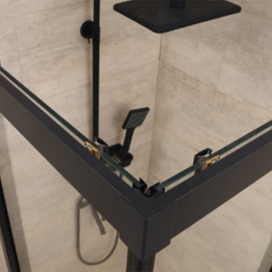 Double Sliding Corner Shower Enclosure Framed Tempered Glass Shower Enclosure Clearhalo 'Bathroom Remodel & Bathroom Fixtures' 'Home Improvement' 'home_improvement' 'home_improvement_shower_stalls_enclosures' 'Shower Stalls & Enclosures' 'shower_stalls_enclosures' 'Showers & Bathtubs' 7129019