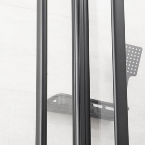 Double Sliding Corner Shower Enclosure Framed Tempered Glass Shower Enclosure Clearhalo 'Bathroom Remodel & Bathroom Fixtures' 'Home Improvement' 'home_improvement' 'home_improvement_shower_stalls_enclosures' 'Shower Stalls & Enclosures' 'shower_stalls_enclosures' 'Showers & Bathtubs' 7129023