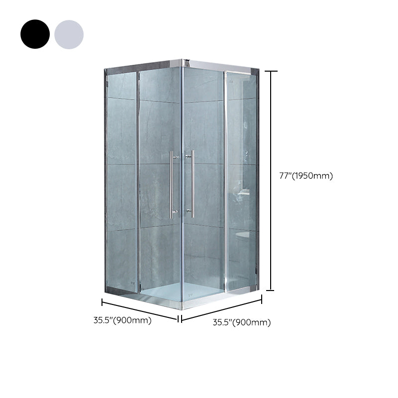 Double Sliding Corner Shower Enclosure Framed Tempered Glass Shower Enclosure Clearhalo 'Bathroom Remodel & Bathroom Fixtures' 'Home Improvement' 'home_improvement' 'home_improvement_shower_stalls_enclosures' 'Shower Stalls & Enclosures' 'shower_stalls_enclosures' 'Showers & Bathtubs' 7129024