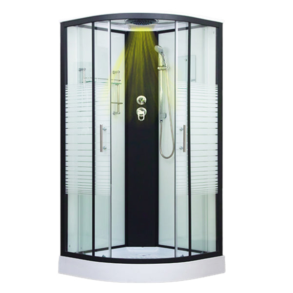Tempered Glass Shower Stall Double Sliding Shower Stall with Header Stripe Yes Clearhalo 'Bathroom Remodel & Bathroom Fixtures' 'Home Improvement' 'home_improvement' 'home_improvement_shower_stalls_enclosures' 'Shower Stalls & Enclosures' 'shower_stalls_enclosures' 'Showers & Bathtubs' 7129036