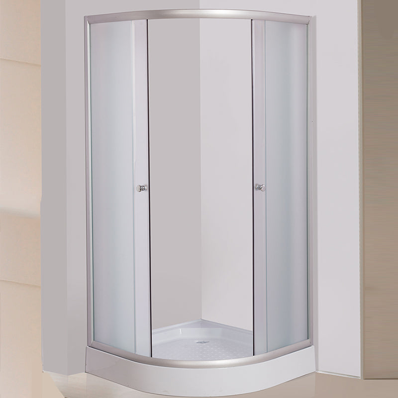 Tempered Glass Shower Enclosure Corner Round Clear Glass Shower Kit Low Bottomed Basin Clearhalo 'Bathroom Remodel & Bathroom Fixtures' 'Home Improvement' 'home_improvement' 'home_improvement_shower_stalls_enclosures' 'Shower Stalls & Enclosures' 'shower_stalls_enclosures' 'Showers & Bathtubs' 7129073