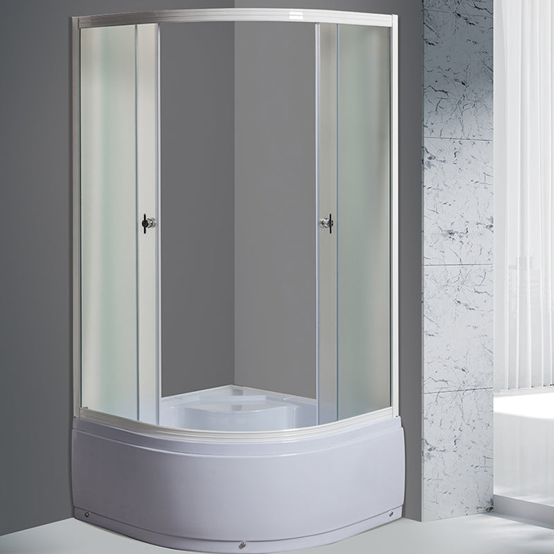 Tempered Glass Shower Enclosure Corner Round Clear Glass Shower Kit 35.4"L x 35.4"W x 76.8"H High Bottomed Basin Clearhalo 'Bathroom Remodel & Bathroom Fixtures' 'Home Improvement' 'home_improvement' 'home_improvement_shower_stalls_enclosures' 'Shower Stalls & Enclosures' 'shower_stalls_enclosures' 'Showers & Bathtubs' 7129074