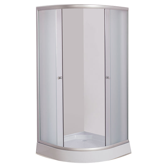 Tempered Glass Shower Enclosure Corner Round Clear Glass Shower Kit Clearhalo 'Bathroom Remodel & Bathroom Fixtures' 'Home Improvement' 'home_improvement' 'home_improvement_shower_stalls_enclosures' 'Shower Stalls & Enclosures' 'shower_stalls_enclosures' 'Showers & Bathtubs' 7129077