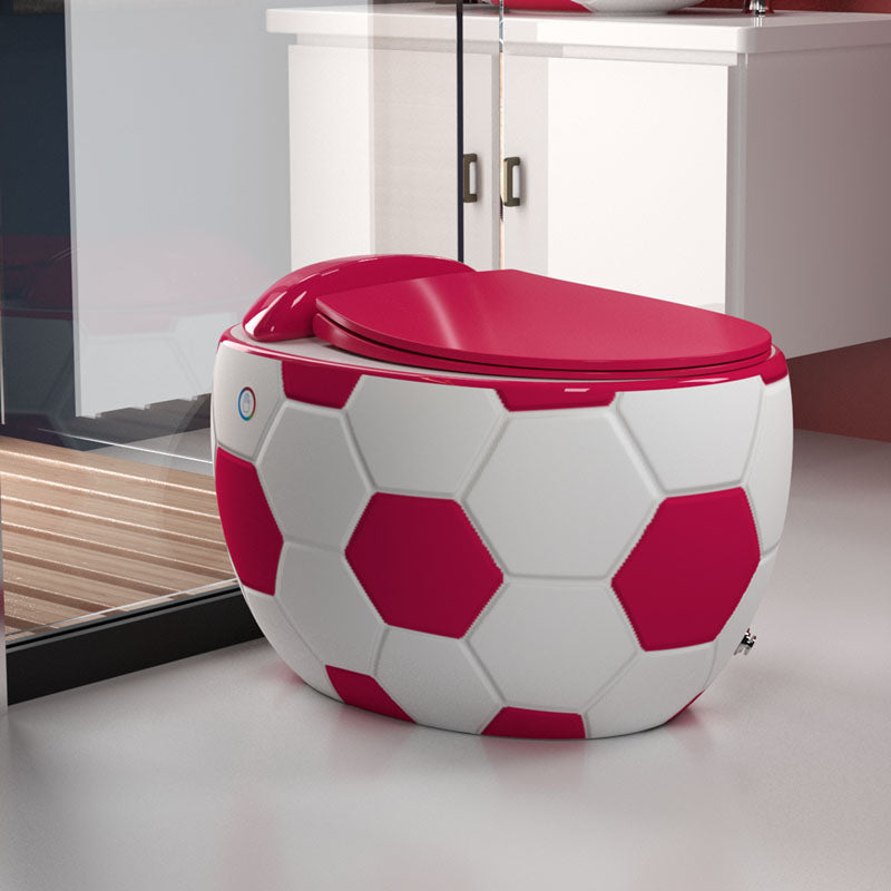 One Piece Toilet Modern Flush Toilet Floor Mounted Siphon Jet Urine Toilet 22"L x 28"W x 22"H Red White Clearhalo 'Bathroom Remodel & Bathroom Fixtures' 'Home Improvement' 'home_improvement' 'home_improvement_toilets' 'Toilets & Bidets' 'Toilets' 7130538