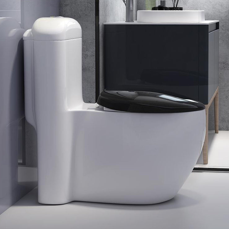 Traditional Toilet Bowl One Piece Toilet Floor Mounted Siphon Jet Flush Toilet 17"L x 29"W x 30"H White Black 12" Clearhalo 'Bathroom Remodel & Bathroom Fixtures' 'Home Improvement' 'home_improvement' 'home_improvement_toilets' 'Toilets & Bidets' 'Toilets' 7130611