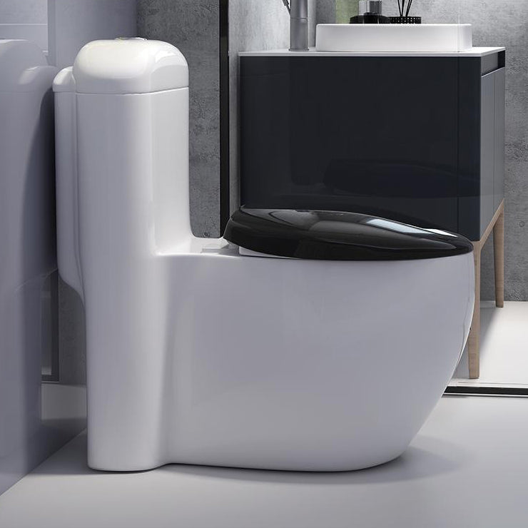 Traditional Toilet Bowl One Piece Toilet Floor Mounted Siphon Jet Flush Toilet 17"L x 29"W x 30"H White/ Black 12" Clearhalo 'Bathroom Remodel & Bathroom Fixtures' 'Home Improvement' 'home_improvement' 'home_improvement_toilets' 'Toilets & Bidets' 'Toilets' 7130611