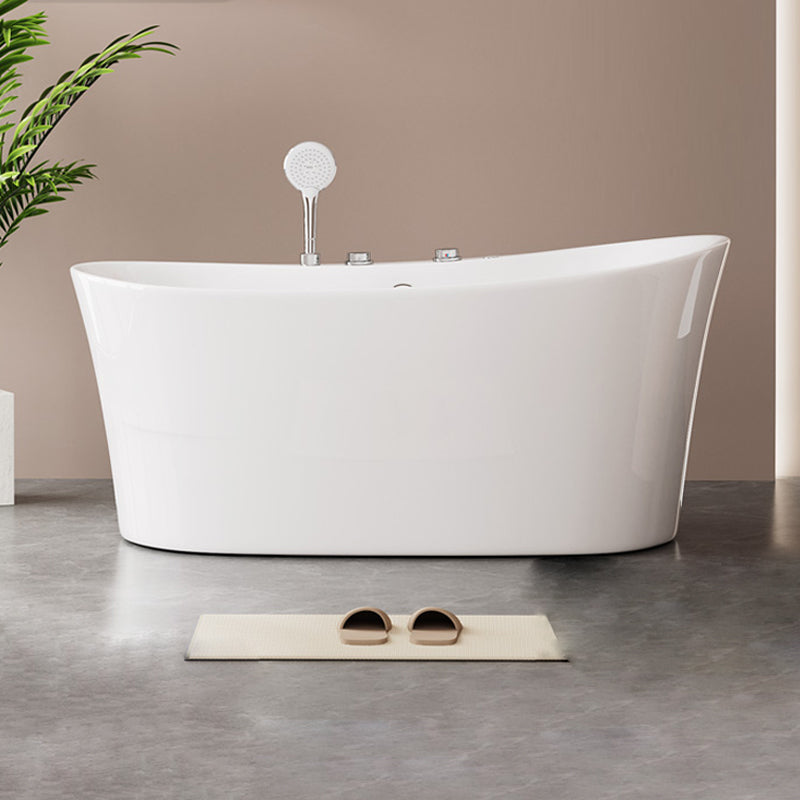 Acrylic Freestanding Bathtub Oval Modern Back to Wall Soaking Bath Clearhalo 'Bathroom Remodel & Bathroom Fixtures' 'Bathtubs' 'Home Improvement' 'home_improvement' 'home_improvement_bathtubs' 'Showers & Bathtubs' 7132646