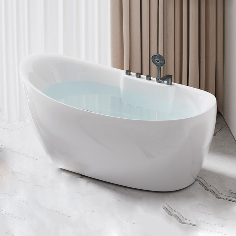 Acrylic Freestanding Bathtub Oval Modern Back to Wall Soaking Bath Clearhalo 'Bathroom Remodel & Bathroom Fixtures' 'Bathtubs' 'Home Improvement' 'home_improvement' 'home_improvement_bathtubs' 'Showers & Bathtubs' 7132649