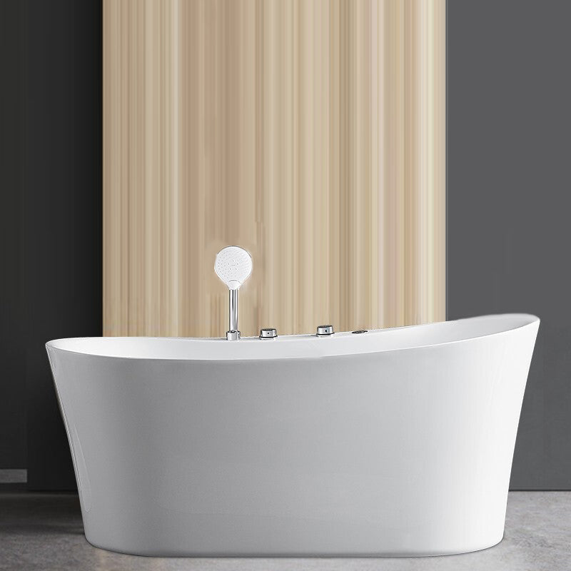 Acrylic Freestanding Bathtub Oval Modern Back to Wall Soaking Bath Clearhalo 'Bathroom Remodel & Bathroom Fixtures' 'Bathtubs' 'Home Improvement' 'home_improvement' 'home_improvement_bathtubs' 'Showers & Bathtubs' 7132651