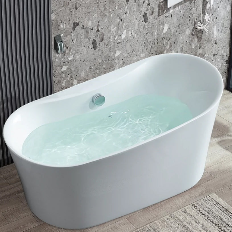 Acrylic Freestanding Bathtub Oval Modern Back to Wall Soaking Bath Clearhalo 'Bathroom Remodel & Bathroom Fixtures' 'Bathtubs' 'Home Improvement' 'home_improvement' 'home_improvement_bathtubs' 'Showers & Bathtubs' 7132653
