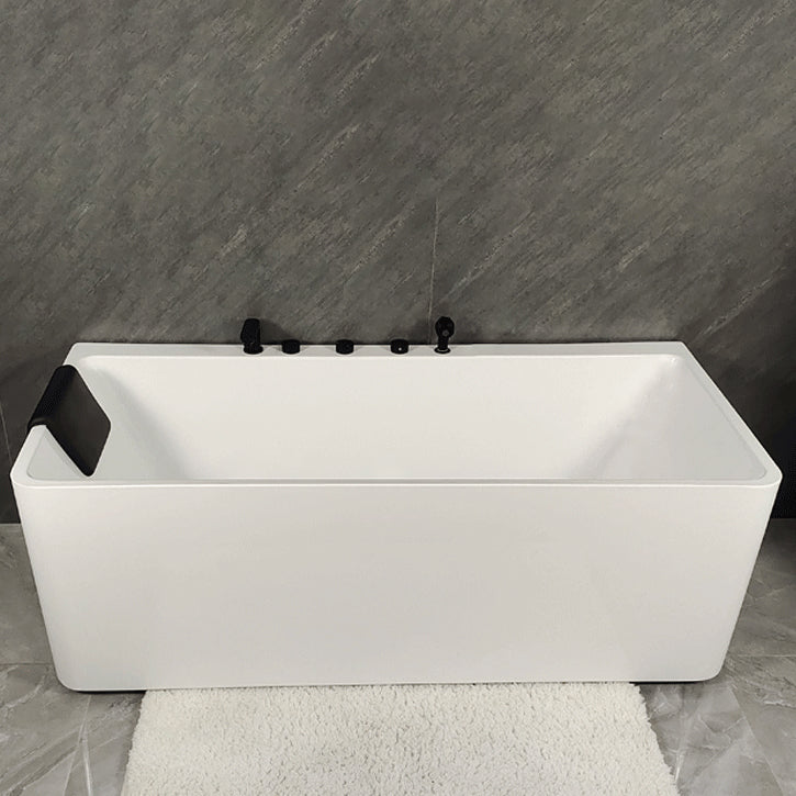 Back to Wall Soaking Bathtub Antique Finish Rectangular Modern Tub (Board not Included) Tub with Black 5-Piece Set Clearhalo 'Bathroom Remodel & Bathroom Fixtures' 'Bathtubs' 'Home Improvement' 'home_improvement' 'home_improvement_bathtubs' 'Showers & Bathtubs' 7132667