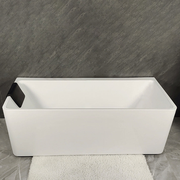 Back to Wall Soaking Bathtub Antique Finish Rectangular Modern Tub (Board not Included) Tub with Pillow Clearhalo 'Bathroom Remodel & Bathroom Fixtures' 'Bathtubs' 'Home Improvement' 'home_improvement' 'home_improvement_bathtubs' 'Showers & Bathtubs' 7132668