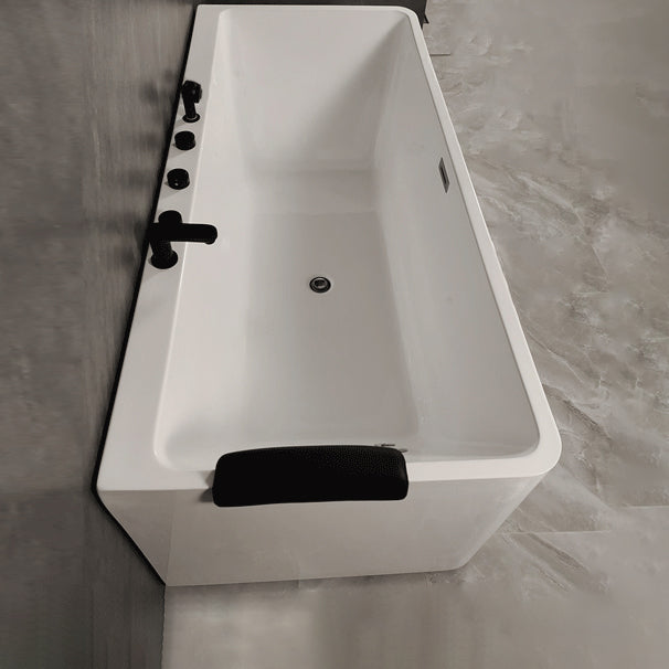 Back to Wall Soaking Bathtub Antique Finish Rectangular Modern Tub (Board not Included) 55"L x 30"W x 23"H Tub with Black 5-Piece Set Clearhalo 'Bathroom Remodel & Bathroom Fixtures' 'Bathtubs' 'Home Improvement' 'home_improvement' 'home_improvement_bathtubs' 'Showers & Bathtubs' 7132669