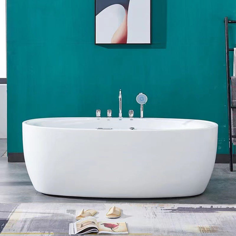 Freestanding Bath Acrylic Soaking White Heater Included Bathtub 71"L x 38"W x 24"H Faucet & Massage & Thermostat Tub with Silver 5-Piece Set Clearhalo 'Bathroom Remodel & Bathroom Fixtures' 'Bathtubs' 'Home Improvement' 'home_improvement' 'home_improvement_bathtubs' 'Showers & Bathtubs' 7132698