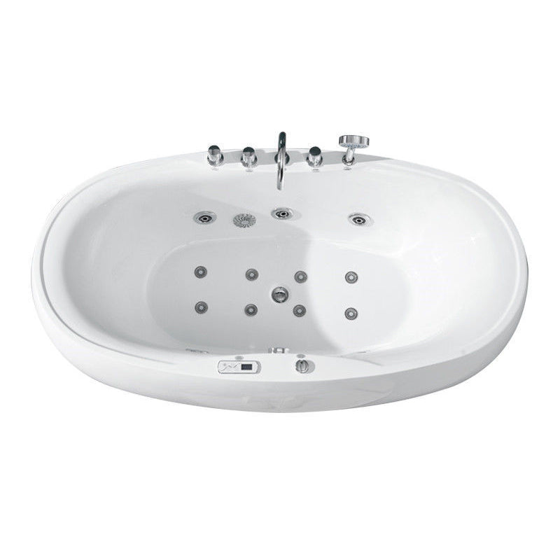 Freestanding Bath Acrylic Soaking White Heater Included Bathtub 67"L x 33"W x 23"H Faucet & Massage & Thermostat & Chromatherapy & Ozone Tub with Silver 5-Piece Set Clearhalo 'Bathroom Remodel & Bathroom Fixtures' 'Bathtubs' 'Home Improvement' 'home_improvement' 'home_improvement_bathtubs' 'Showers & Bathtubs' 7132706