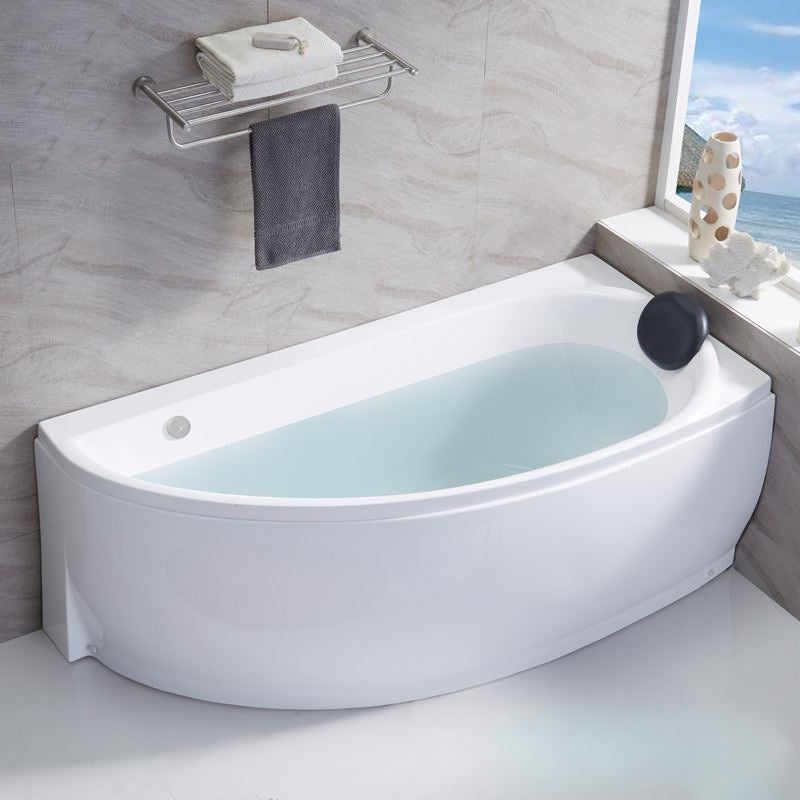 Modern Acrylic Bath Corner Soaking Back to Wall White Modern Bathtub Left Tub Clearhalo 'Bathroom Remodel & Bathroom Fixtures' 'Bathtubs' 'Home Improvement' 'home_improvement' 'home_improvement_bathtubs' 'Showers & Bathtubs' 7132736